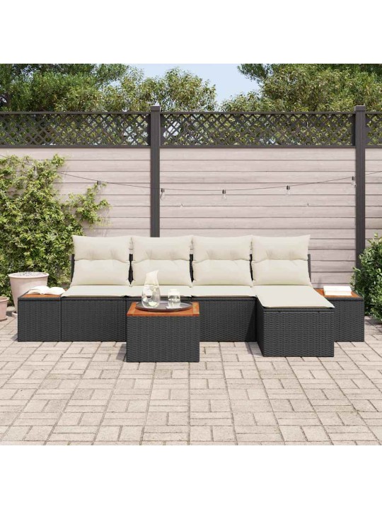 Aia diivanikomplekt 6 tk must ja kreemjas 184 x 62 x 85 cm