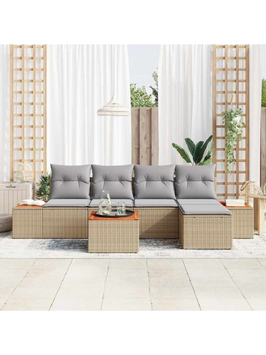 Aia diivanikomplekt 6 tk beež ja helehall 184 x 62 x 85 cm
