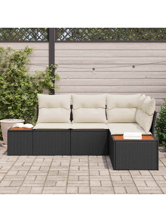 Aia diivanikomplekt 4 tk must ja kreemjas 209 x 154 x 85 cm