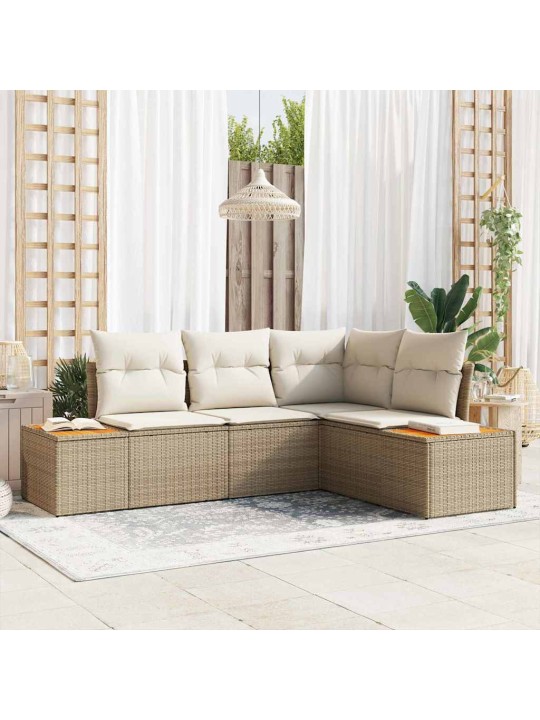 Aia diivanikomplekt 4 tk beež ja kreemjas 209 x 154 x 85 cm