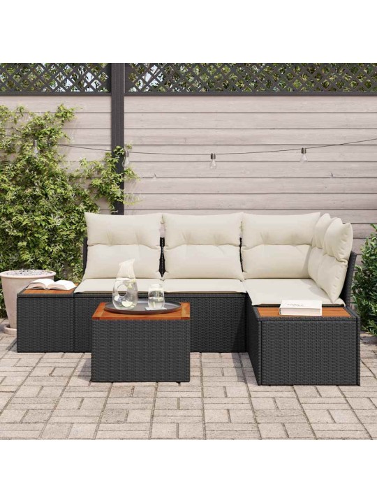 Aia diivanikomplekt 5 tk must ja kreemjas 209 x 154 x 85 cm