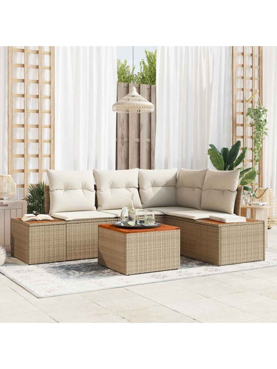 Aia diivanikomplekt 5 tk beež ja kreemjas 209 x 154 x 85 cm