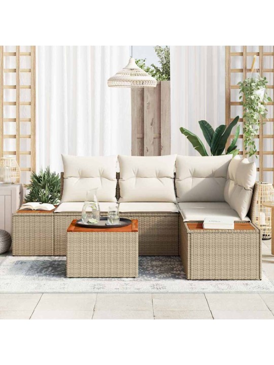 Aia diivanikomplekt 5 tk beež ja kreemjas 209 x 154 x 85 cm