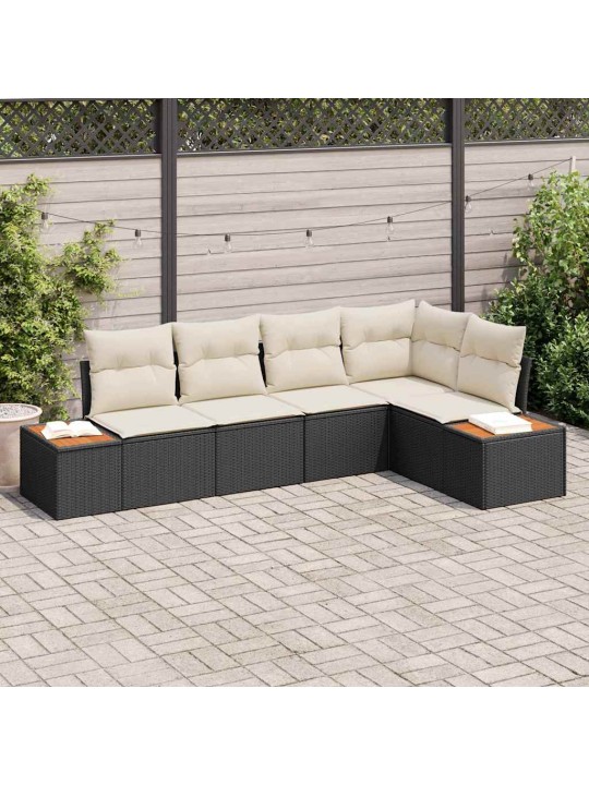 Aia diivanikomplekt 5 tk must ja kreemjas 264 x 154 x 85 cm