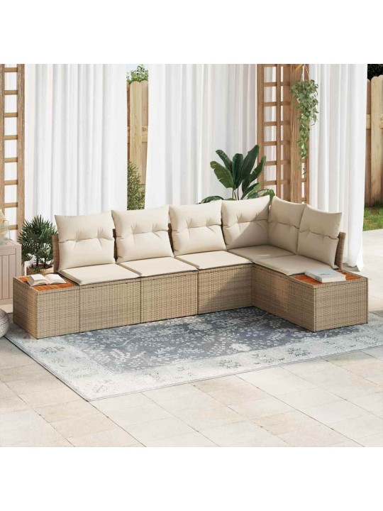 Aia diivanikomplekt 5 tk beež ja kreemjas 264 x 154 x 85 cm