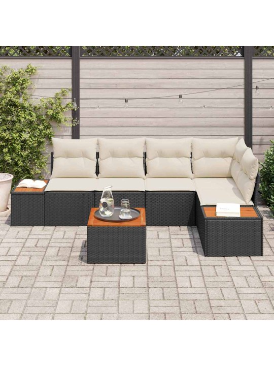 Aia diivanikomplekt 6 tk must ja kreemjas 264 x 154 x 85 cm
