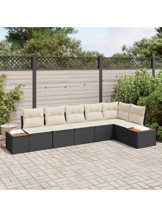 Aia diivanikomplekt 6 tk must ja kreemjas 319 x 154 x 85 cm