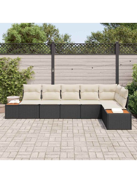 Aia diivanikomplekt 6 tk must ja kreemjas 319 x 154 x 85 cm