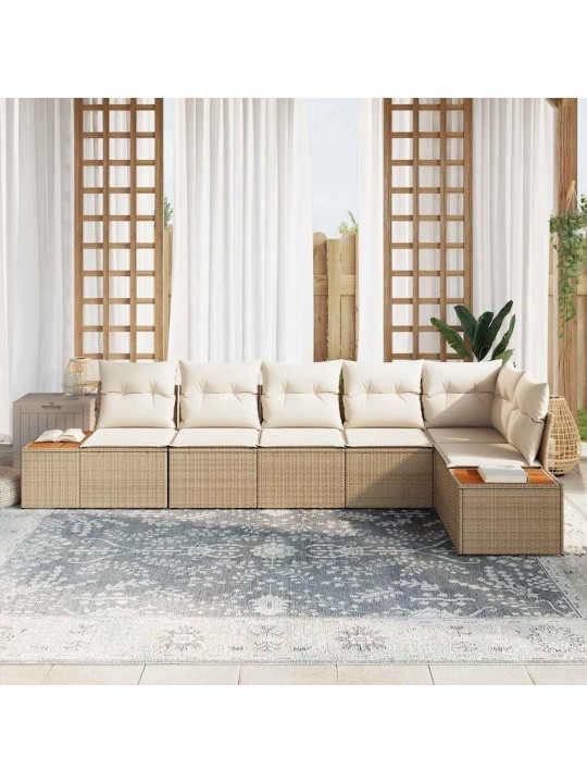 Aia diivanikomplekt 6 tk beež ja kreemjas 319 x 154 x 85 cm