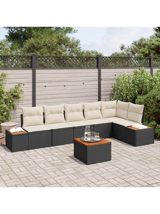 Aia diivanikomplekt 7 tk must ja kreemjas 319 x 154 x 85 cm