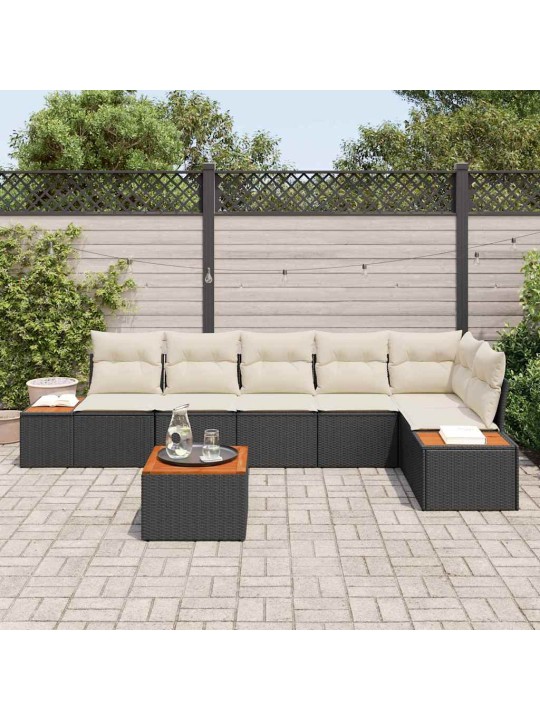 Aia diivanikomplekt 7 tk must ja kreemjas 319 x 154 x 85 cm