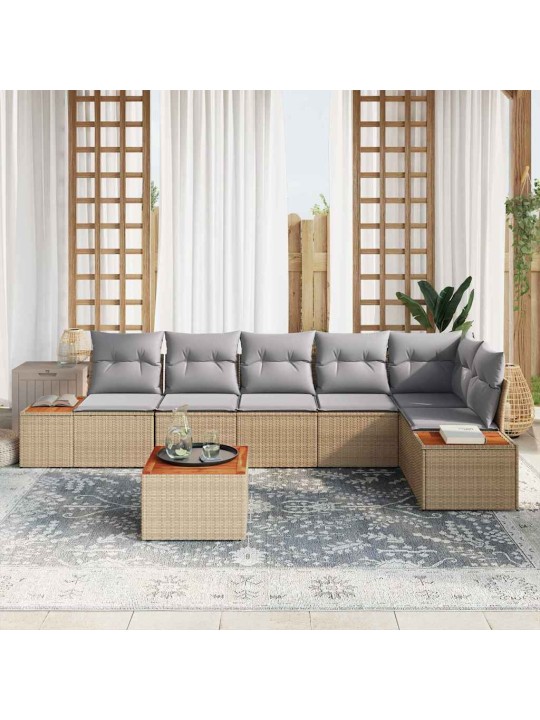 Aia diivanikomplekt 7 tk beež ja helehall 319 x 154 x 85 cm