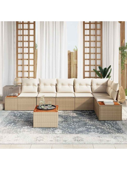Aia diivanikomplekt 7 tk beež ja kreemjas 319 x 154 x 85 cm