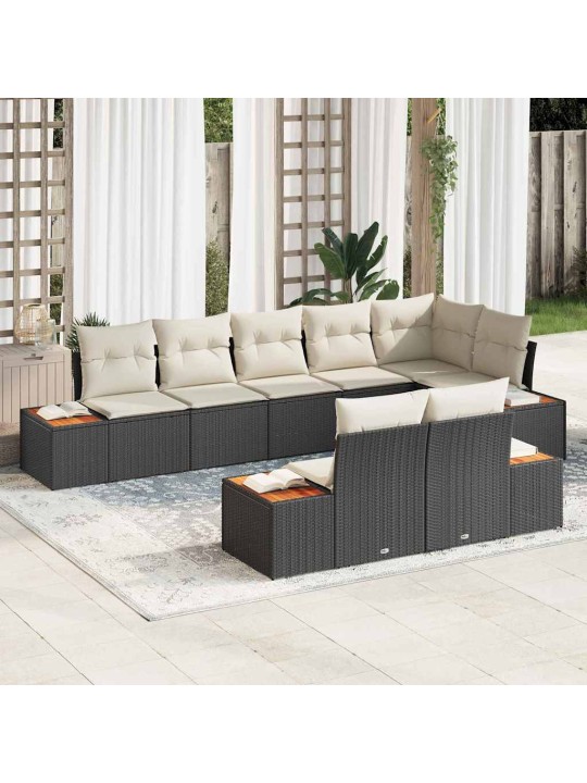 Aia diivanikomplekt 8 tk must ja kreemjas 319 x 154 x 85 cm