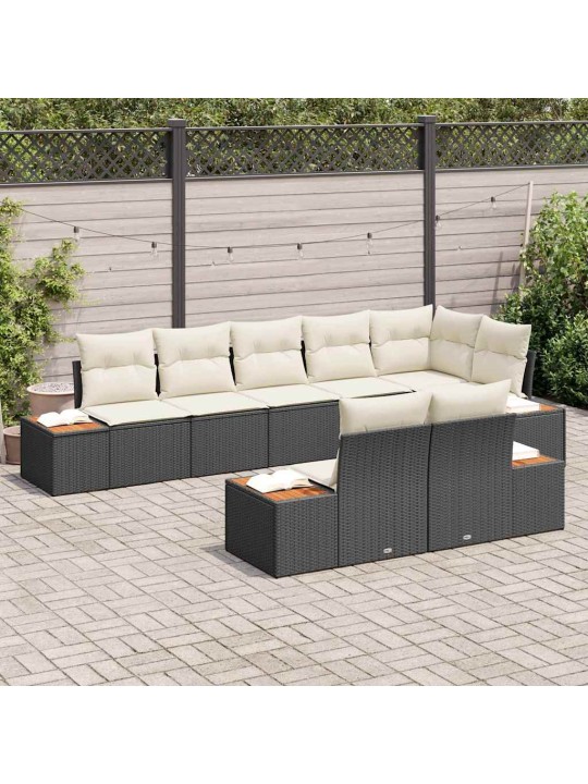 Aia diivanikomplekt 8 tk must ja kreemjas 319 x 154 x 85 cm