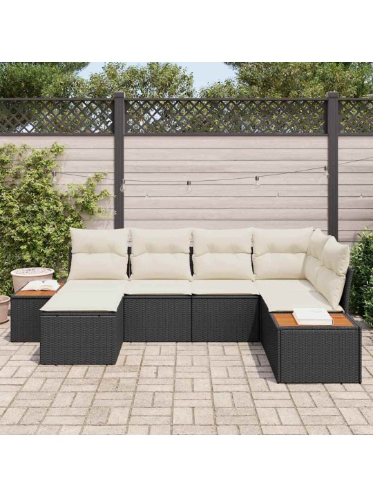 Aia diivanikomplekt 6 tk must ja kreemjas 264 x 154 x 85 cm