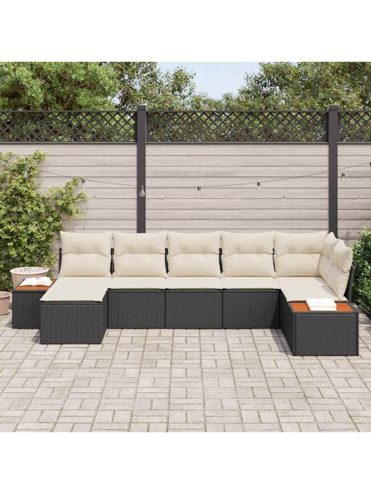 Aia diivanikomplekt 7 tk must ja kreemjas 319 x 154 x 85 cm