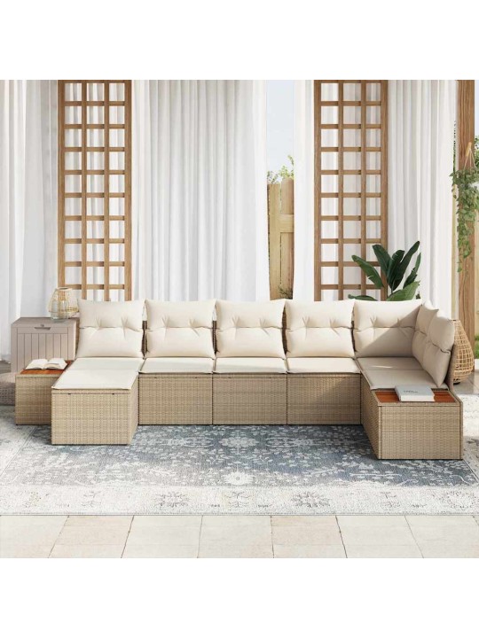 Aia diivanikomplekt 7 tk beež ja kreemjas 319 x 154 x 85 cm