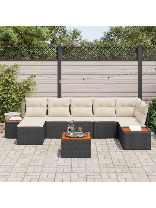 Aia diivanikomplekt 8 tk must ja kreemjas 319 x 154 x 85 cm