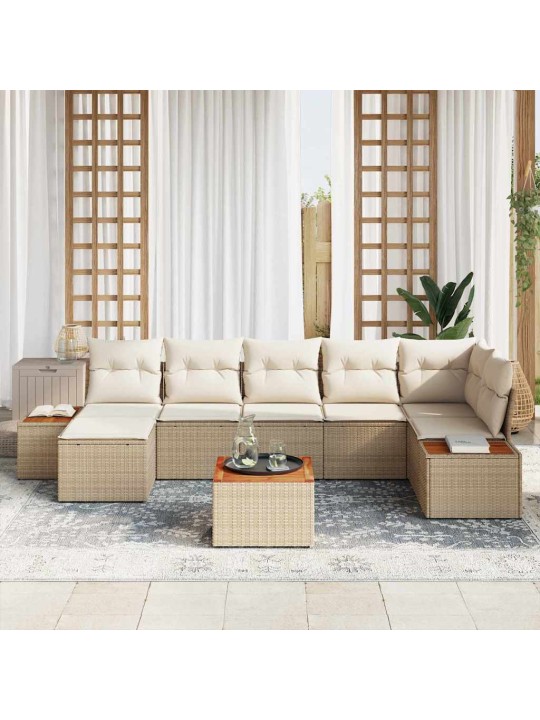 Aia diivanikomplekt 8 tk beež ja kreemjas 319 x 154 x 85 cm