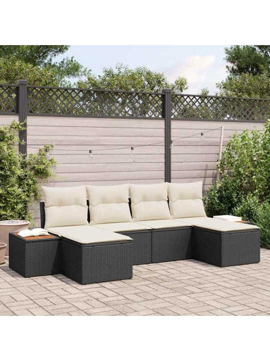 Aia diivanikomplekt 6 tk must ja kreemjas 184 x 62 x 85 cm