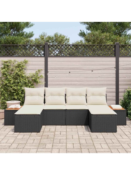 Aia diivanikomplekt 6 tk must ja kreemjas 184 x 62 x 85 cm