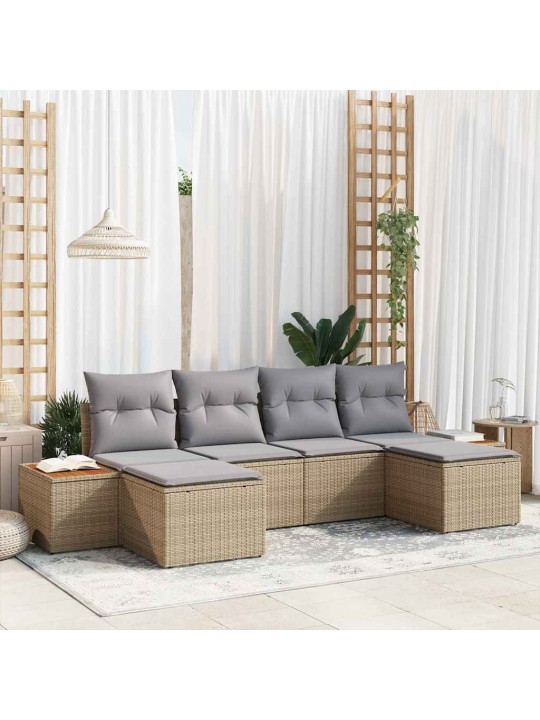 Aia diivanikomplekt 6 tk beež ja helehall 184 x 62 x 85 cm