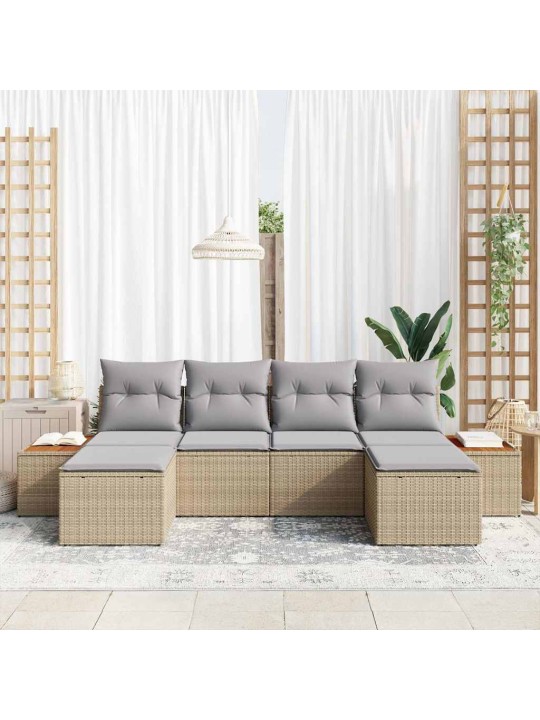 Aia diivanikomplekt 6 tk beež ja helehall 184 x 62 x 85 cm