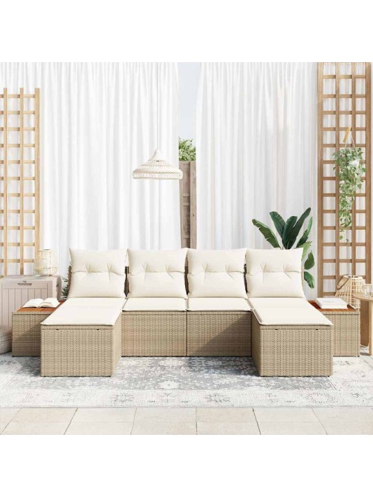 Aia diivanikomplekt 6 tk beež ja kreemjas 184 x 62 x 85 cm