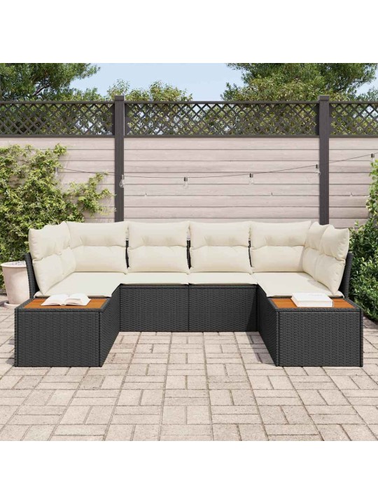 Aia diivanikomplekt 6 tk must ja kreemjas 234 x 154 x 85 cm
