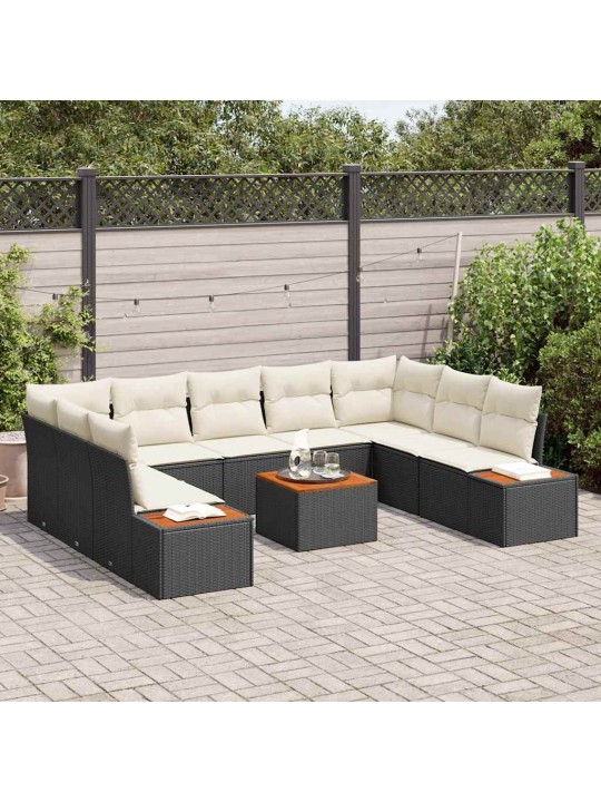 Aia diivanikomplekt 6 tk must ja kreemjas 289 x 209 x 85 cm
