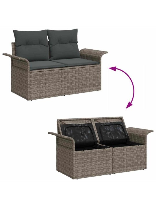 Aia diivanikomplekt 9 tk hall polü rattan, pulberkattega teras
