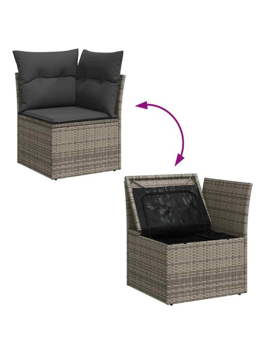 Aia diivanikomplekt 9 tk hall polü rattan, pulberkattega teras