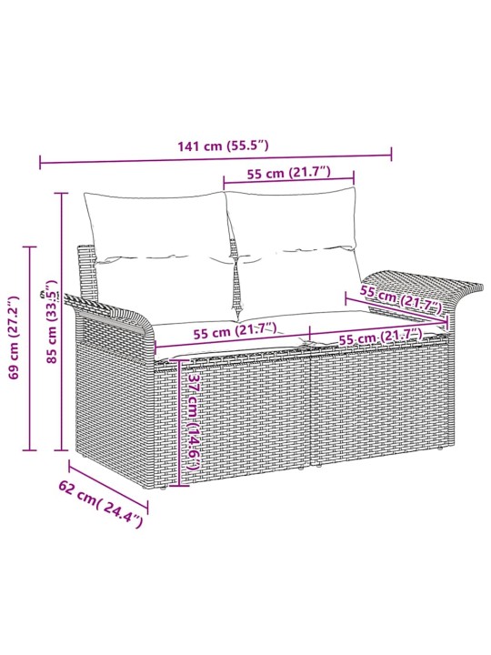 Aia diivanikomplekt 10 tk hall 100 x 55 x 73 cm polürooster