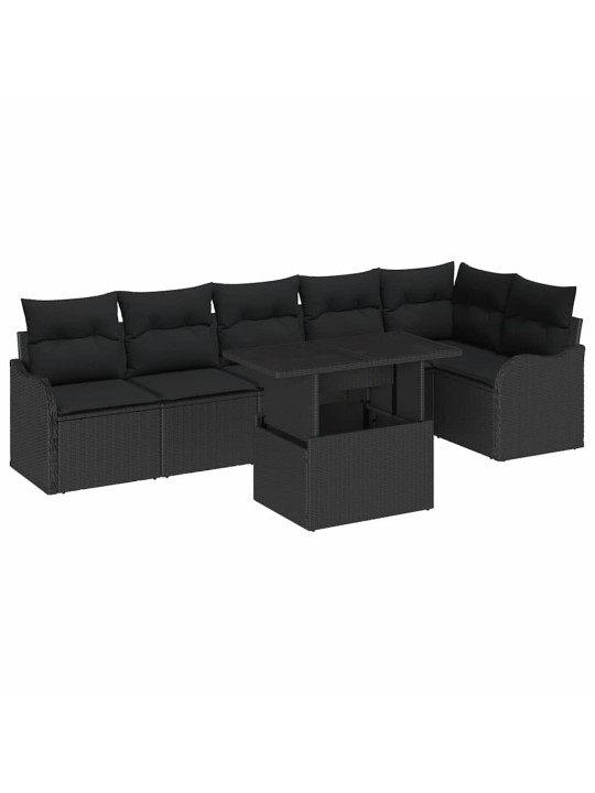 Aia diivanikomplekt 7 tk must 100 x 55 x 73 cm polürooster