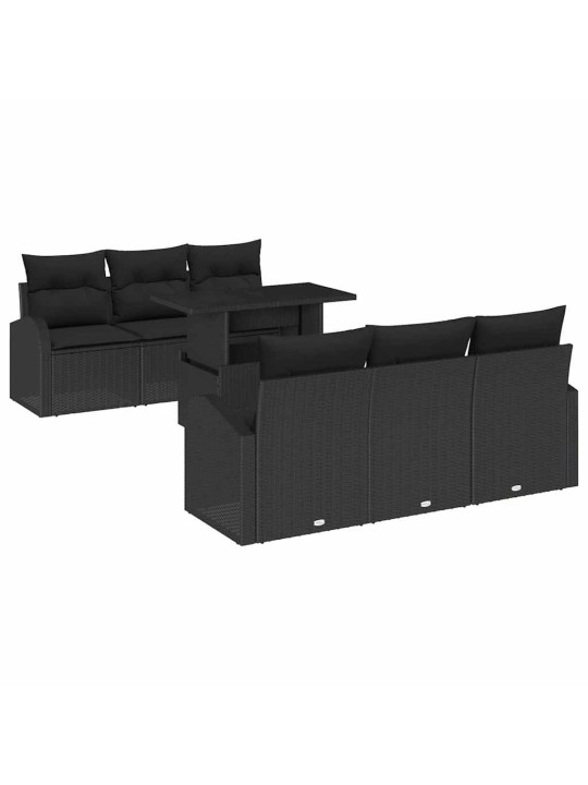Aia diivanikomplekt 7 tk must 100 x 55 x 73 cm polürooster