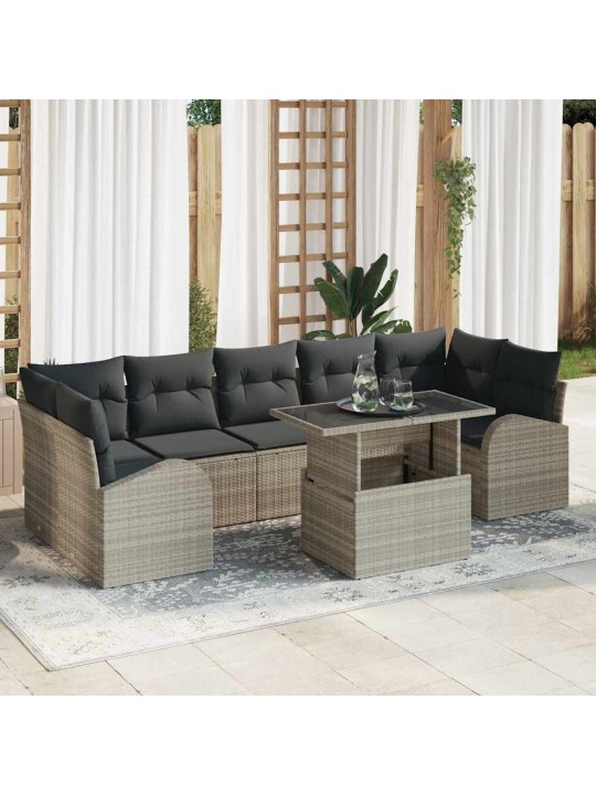 Aia diivanikomplekt 8 tk helehall 100 x 55 x 73 cm polürooster