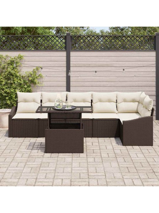 Aia diivanikomplekt 7 tk pruun ja kreem 100 x 55 x 73 cm