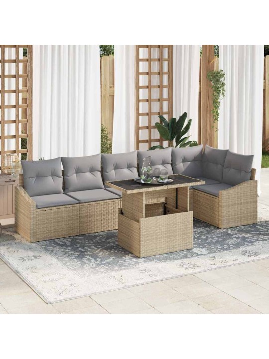 Aia diivanikomplekt 7 tk beež ja heledhall 100 x 55 x 73 cm