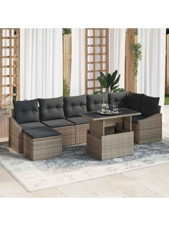 Aia diivanikomplekt 8 tk hall polü rattan, pulberkattega teras