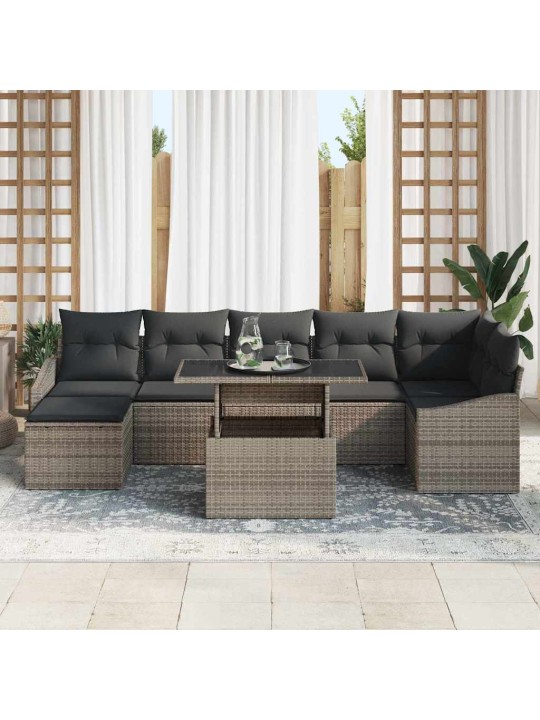 Aia diivanikomplekt 8 tk hall polü rattan, pulberkattega teras