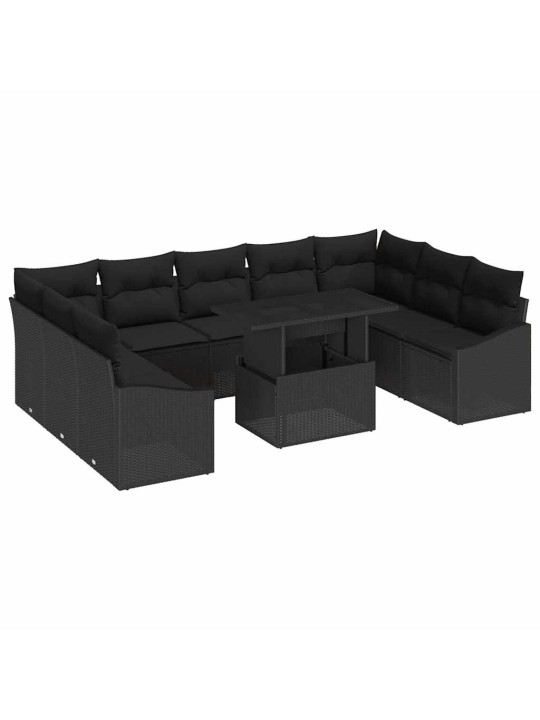 Aia diivanikomplekt padjaga 10 tk must 100 x 55 x 73 cm