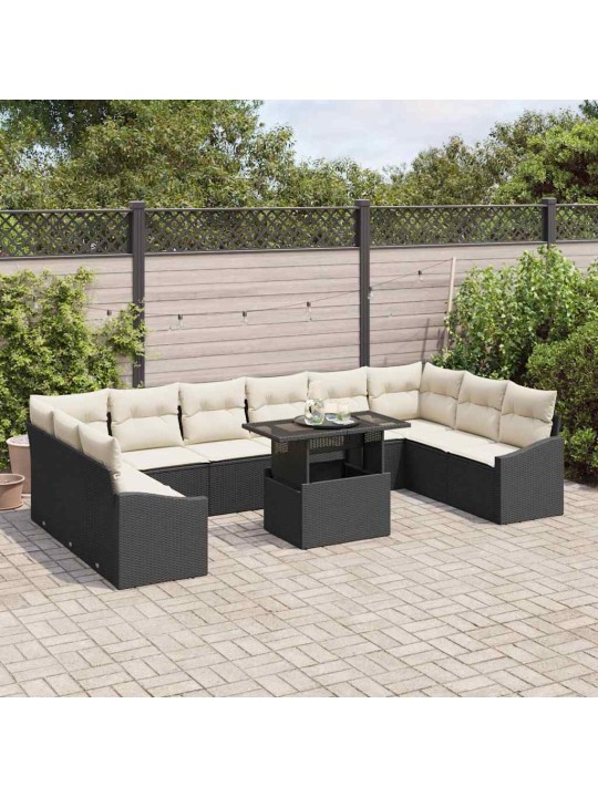 Aia diivanikomplekt 11 tk must ja kreem 100 x 55 x 73 cm