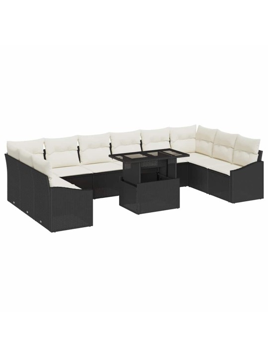 Aia diivanikomplekt 11 tk must ja kreem 100 x 55 x 73 cm