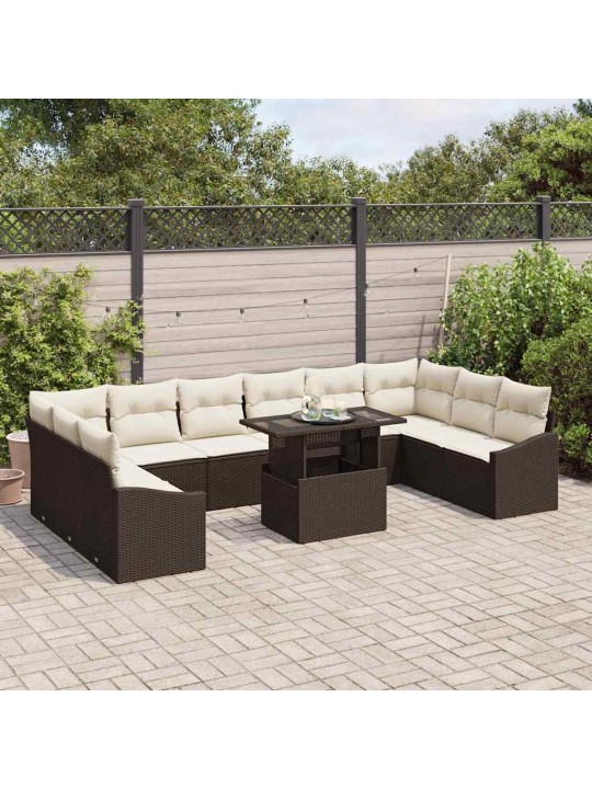 Aia diivanikomplekt 11 tk pruun ja kreem 100 x 55 x 73 cm