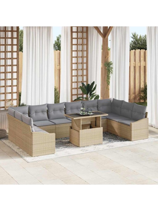 Aia diivanikomplekt 11 tk beež ja heledhall 100 x 55 x 73 cm