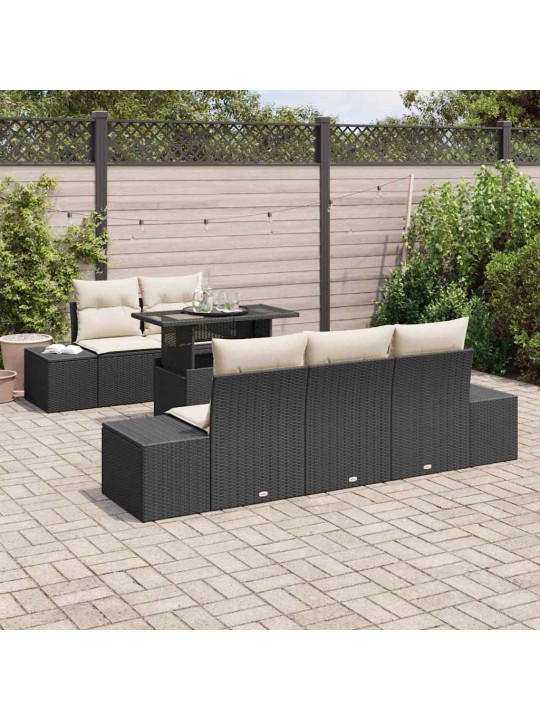 Aia diivanikomplekt 6 tk must ja kreem 100 x 55 x 73 cm