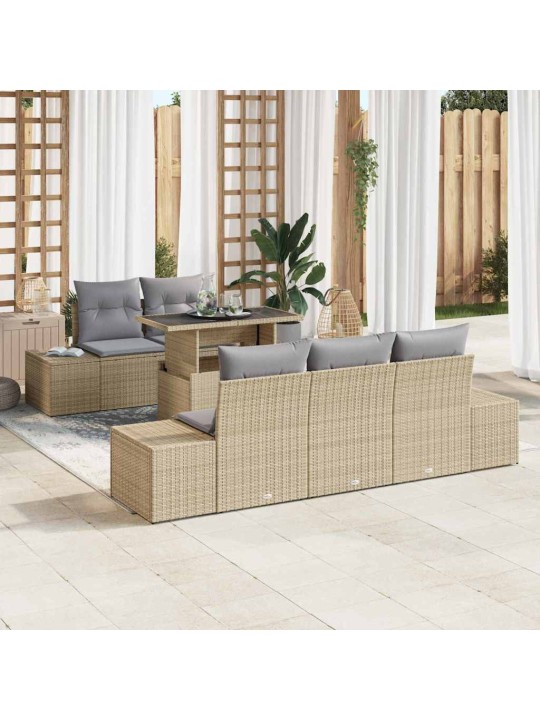 Aia diivanikomplekt 6 tk beež ja heledhall 100 x 55 x 73 cm