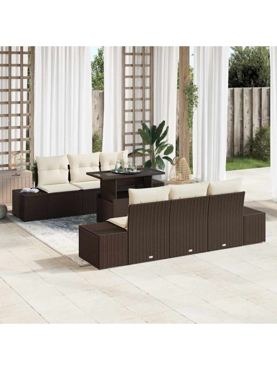 Aia diivanikomplekt 7 tk pruun ja kreem 100 x 55 x 73 cm