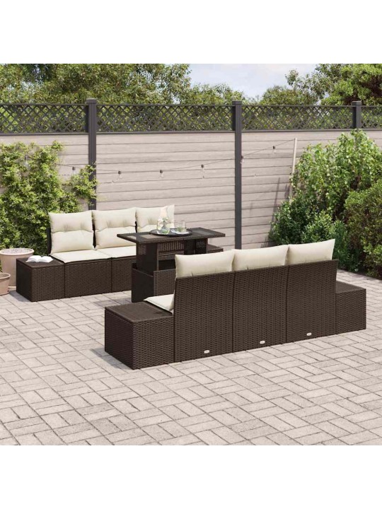 Aia diivanikomplekt 7 tk pruun ja kreem 100 x 55 x 73 cm